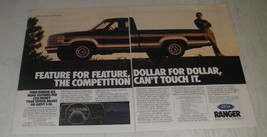 1989 Ford Ranger XLT Pickup Truck Ad - Feature for feature, dollar for dollar - £14.46 GBP