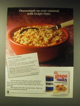 1989 Post Grape-Nuts Cereal Ad - Ooooomph up your oatmeal with Grape-Nuts - £14.48 GBP
