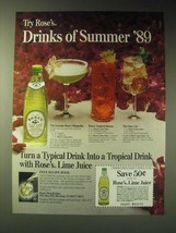 1989 Rose&#39;s Lime Juice Ad - recipes for The Genuine Rose&#39;s margarita - £14.78 GBP