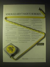 1989 Stanley Powerlock Tape Rule Ad - Some rules aren&#39;t made to be broken - £14.45 GBP