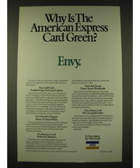 1989 VISA Card Ad - Why is the American Express card Green? Envy. - £14.78 GBP