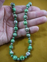 (v249-2) Green pink flower Cloisonne beaded Beads bead Necklace fashion JEWELRY - £55.22 GBP