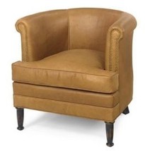 Accent Chair Occasional Library Tub Spool Leg Almond Off-White Poly Fiber Seat - £3,170.48 GBP
