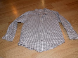 Boys Size 4 Gymboree Off White &amp; Brown Checked Long Sleeve Button Up Dre... - £10.81 GBP