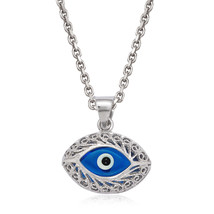 Evil Eye Bead Hamsa Charm Turkish Nazar Greek Pendant Sterling Silver Necklace - £23.48 GBP+