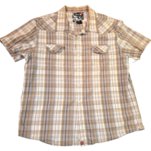 TONY HAWK&#39;S Plaid Brown-XXL - 2XL - Short Sleeve Button Up Shirt - $11.60
