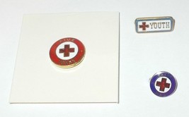  Vintage Red Cross Organization Lapel Pins Lot of Three Ten and Five Year Youth - £7.95 GBP