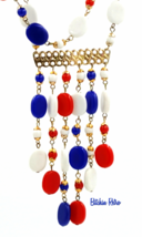 Vintage Hong Kong Red White and Blue Lucite Necklace with Patriotic Style  - $33.00