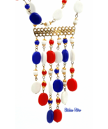 Vintage Hong Kong Red White and Blue Lucite Necklace with Patriotic Style  - £25.81 GBP