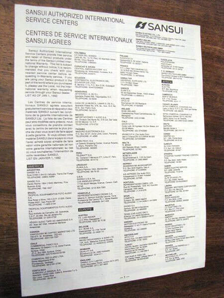 Vintage Sansui International Service Authorized Centers Brochure -
show ... - $17.04