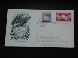 1957 30 cent Special Delivery First Day Issue Envelope Stamps Shipbuilding - $2.50