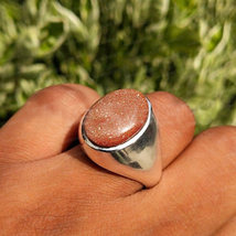 Natural Sunstone Men Ring Handmade Silver Ring Man Jewelry Gift For Men Jewelry - £49.95 GBP