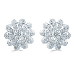 1/2ct tw Diamond Swirl flower Fashion Stud Earring in Sterling Silver - £67.93 GBP