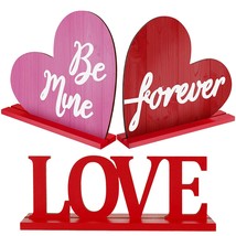 3 Pieces Valentine&#39;S Day Wooden Table Sign Decoration Romantic Table Centerpie - £16.03 GBP