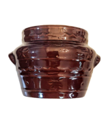 Marcrest Stoneware Open Bean Pot Daisy &amp; Dot Colorado Brown Pottery Crock - £19.66 GBP