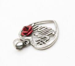 925 Sterling Silver  Vintage Number One Mom Rose Love Heart Pendant  PT1... - $45.99