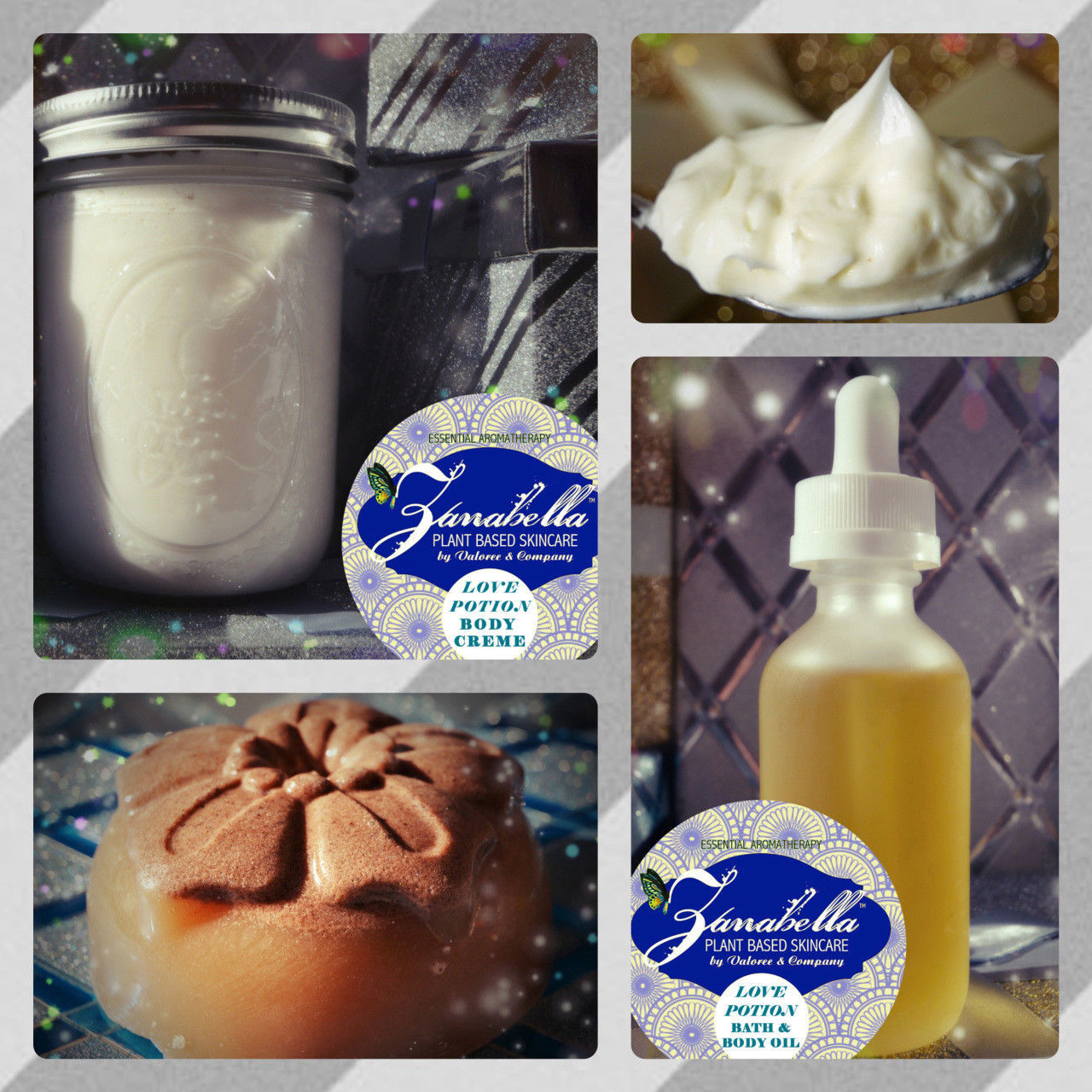 LOVE POTION GIFT SET- Organic Skin Care Body Creme, Artisan Soap & Bath Oil Set - $56.97