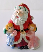 Vintage Santa Claus w/Children Cookies Milk Ornament Resin 4&quot; Tall      - £7.00 GBP