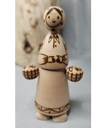 Russian Figurine Carved Souvenir Hand Carved Moscow Girl &quot; For Mushrooms... - £15.01 GBP