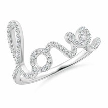 ANGARA Prong Set Round Diamond Cursive &quot;LOVE&quot; Ring in 14K Gold (GVS2, 0.32 Ctw) - £593.98 GBP