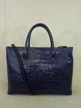 FURLA Notturno Dark Ink Blue Croc Embossed Leather Martha Tote/Xbody Bag $378  - £279.69 GBP