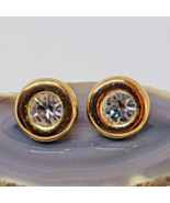 Vintage KJL For Avon Gold Tone Stud Earrings Crystal Kenneth Jay Lane - $16.95