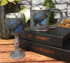 Alchemy Moonlight Raven Crow On Wiccan Pentagram Medal Mug And Wine Goblet Set - £34.51 GBP