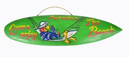 Parrot Head In Hammock &quot;Come Enjoy The Beach Paradise&quot;Tiki Bar Sign Surf... - £11.82 GBP