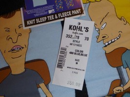 Beavis &amp; BUTTHEAD-Mens Pajama Pj Shirt Lounge PANTS-2 Pc Set Fleece Blue M $50 - £15.66 GBP