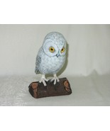 Vintage Carved Wood Snowy Owl on Log Bird Figurine Made China - £20.12 GBP