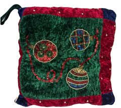 Small Festive Sequin Colorful Christmas Ornament Pillow Velour Home Decor ￼ - $8.86