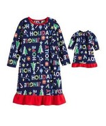 Girls 3T Christmas Nightgown &amp; Doll Gown Set &quot;Get Your Jingle On&quot; - £14.25 GBP