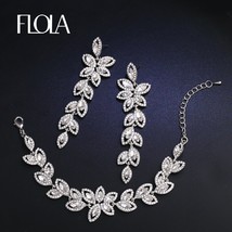 Crystal Bridal Jewelry Sets Color Leaves Shape Bridal Bracelet Earrings Wedding  - £24.00 GBP