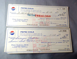 1971 Pepsi Cola Forrest City Arkansas Bottling Co Payroll Check lot of 2 - $14.80