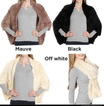 NEW Black Knit &amp; fur wrap with Arm holes Outerwear Shawl Stole Shrug Scarf Warm - £9.74 GBP