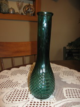 Teal Pressed Glass-Bud Vase- 9&quot;- Vintage-1980&#39;s - £7.19 GBP