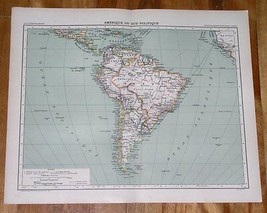 1906 Original Antique Political Map Of South America / Peru Argentina Brazil - £19.39 GBP