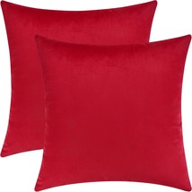 Red, 20 X 20-Inch Throw Pillow Covers By Mixhug, Velvet Cushion, Set Of 2. - $33.98