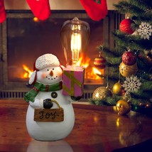 10.5&quot; Snowman Figurine 2024 Christmas Ornament with 4.5&quot; Light Bulb Decoration w - £27.16 GBP