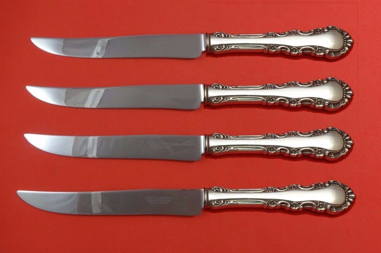 Primary image for Georgian Rose by Reed and Barton Sterling Steak Knife Set Texas Sized Custom