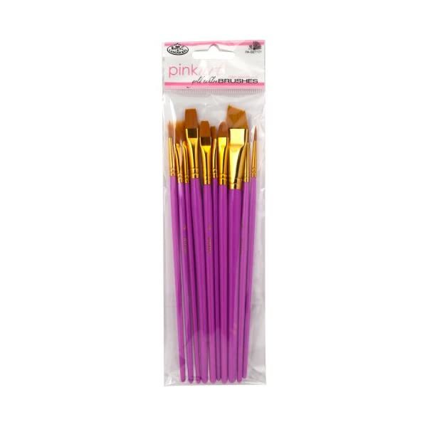 Royal &amp; Langnickel Pink Art Golden Taklon Brush Set (Pack of 10)  - $12.00
