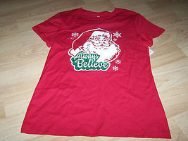 Size Medium 8-10 Christmas Holiday Always Believe Santa Clause Claus T Shirt Top - £11.01 GBP