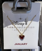 Disney Parks Mickey Mouse Faux Garnet January Birthstone Necklace Gold Color image 3