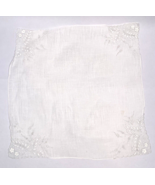 Vintage White Linen Handkerchief Hankie Embroidered Wedding 13&quot; x 13&quot; - $571.09 MXN