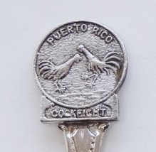 Collector Souvenir Spoon Puerto Rico Cockfight Embossed Emblem - $9.95