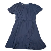 Dokotoo Dress Womens XL Blue Short Sleeve Ruffle Chiffon A-Line Swing Mi... - $24.99