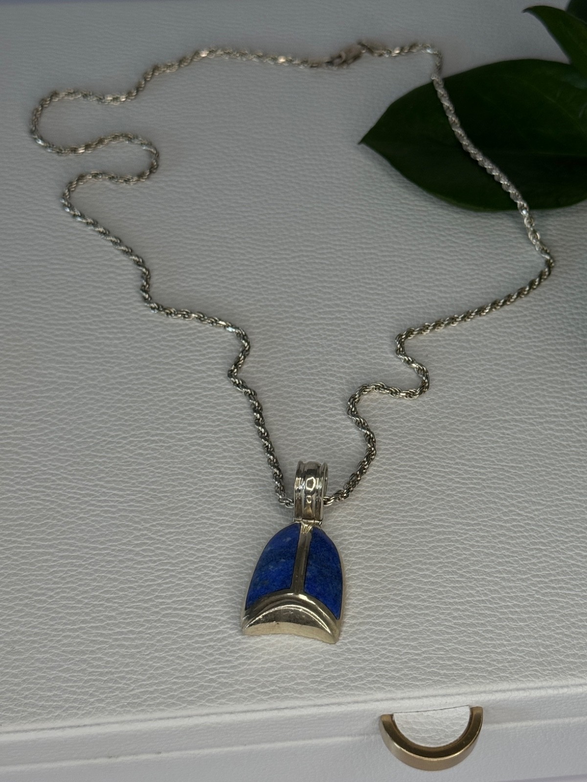 Vintage 925 Sterling Silver Sodalite Necklace Length 20 inch Item image 3