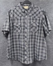 WRANGLER Vtg Western Shirt Mens XL Black Plaid Pearl Snap Cowboy Rodeo - £20.83 GBP