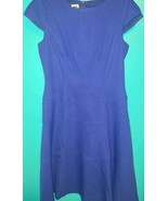 Anne Klein Dress Cobalt Blue 6 Short Sleeve Dropped Waist Midi Career Ch... - $37.73 CAD
