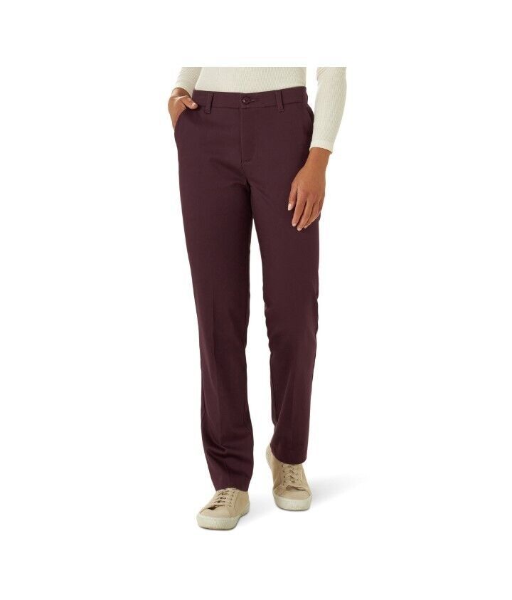 Primary image for  Women's Lee Comfort Pant Woven Straight Leg Mid Rise Regular Fit 14 M Burgundy 